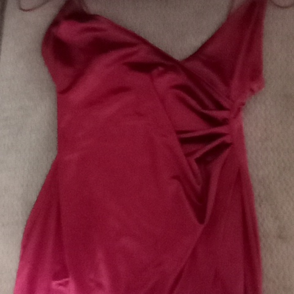 Red satin cocktail dress